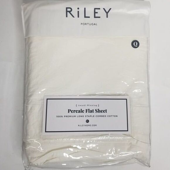 Rilley Luxury Queen Size Percale Flat Sheet - White - New - Picture 1 of 4